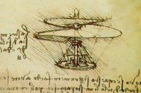[One of Leonardo da Vinci's flying machine designs.]