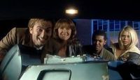 [The Doctor, Rose and Mickey meet Sarah Jane Smith and K9.]